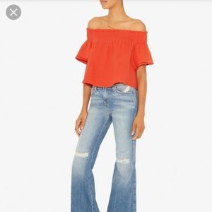 Apiece Apart Off The Shoulder Ruffle Top in Red
